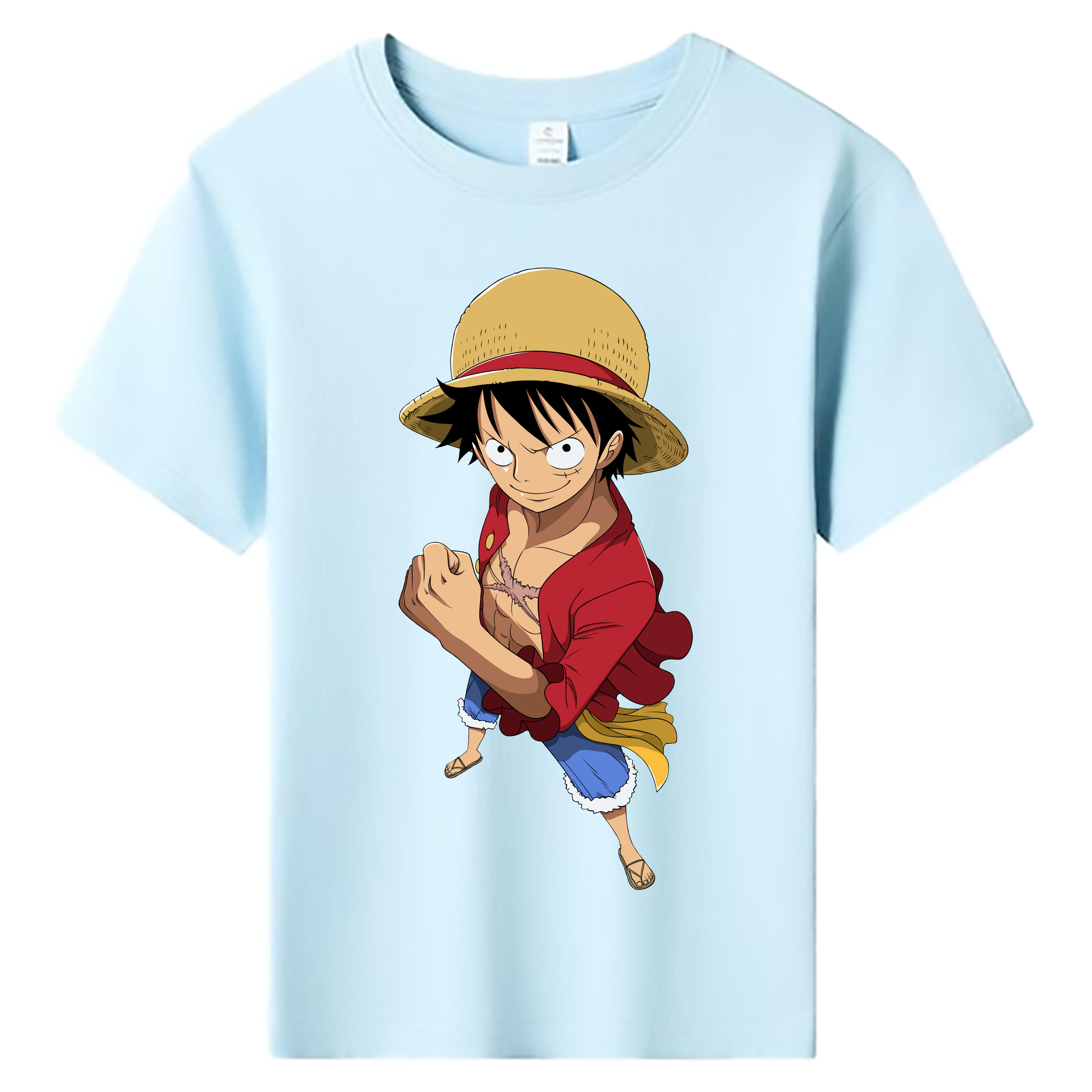 ワンピース モンキー・D・ルフィ ONE PIECE Monkey D. Luffy 綿100％キッズTシャツ（フロントプリント）
